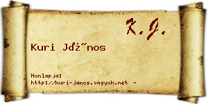 Kuri János névjegykártya